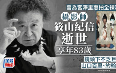 宮澤里惠全裸寫真攝影師  筱山紀信逝世享年83歲