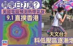 風暴蘇拉︱開學打風？天文台指低壓區增強 美國電腦突改預測 料9.1直撲香港