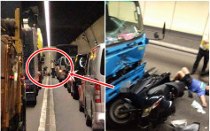 红隧3车串烧撞翻铁马2伤 往香港管道全封半小时塞爆