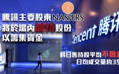 腾讯700｜主要股东Naspers将于场内减持股份 料日售量不超过日均成交量约3至5%