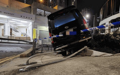 香港仔輕型貨車「自炒」撞毀路牌及花槽  司機無恙
