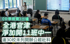 中学概览｜全港官津净加11班中一 逾30校未列开办公经社科