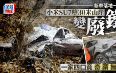 小米SU7︱落地滿月新車墮30米山崖變廢鐵   一家四口奇蹟無事