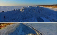 黑省兴凯湖中俄边界惊现 20米高几十公里长「冰长城」