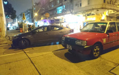 九龍城賈炳達道的士與私家車相撞