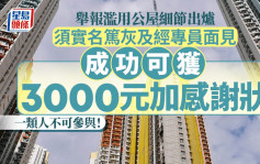 舉報濫用公屋賞3000元明年1月實施 須實名舉報及面見專員 一類人不可參加