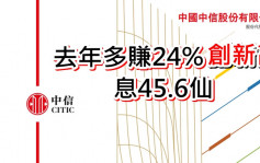 中信股份267｜去年多賺24%至702億元 息45.6仙