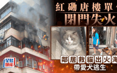 紅磡唐樓單位冒濃煙 鄰居救貓出火海 消防開喉救熄