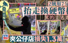 天眼直擊│佐敦夾公仔店遭兩賊7分鐘抬走換硬幣機駕的士逃去 損失1.3萬