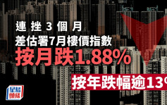 港7月楼价按月再跌1.88% 连挫3个月 按年跌幅逾13%