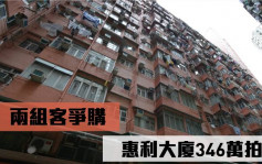 拍賣場成交 | 兩組客爭購 惠利大廈346萬拍出