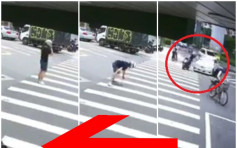 台北电单车遇汽车撞偏向外直奔 司机随即跳车「完美落地」