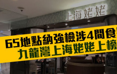 65地点纳强检涉4食肆 九龙湾上海姥姥及东港城意乐餐厅上榜（附名单）