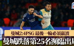 欧联｜曼城2:4PSG 蓝月反胜为败跌落第25名濒临出局 最后一轮必须赢波