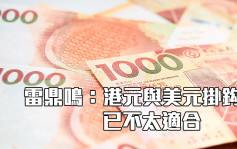 雷鼎鳴指香港與內地經濟關係較密切 港元與美元掛鈎已不太適合  
