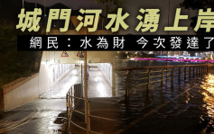沙田城门河水涌上岸浸单车径行人隧道 网民：水为财今次发达了