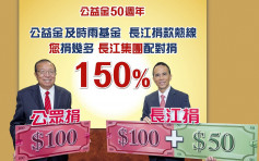 加碼支持「及時雨基金」 長江集團配對捐150%