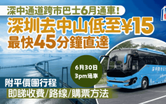 深中通道︱跨市巴士6月30日通车！深圳去中山低至¥15 最快45分钟直达 即看收费／路线／购票方式