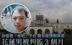 花莲男管理社交平台散布疫情假消息 判囚3个月 