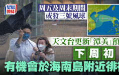 天文台︱潭美增強為強烈熱帶風暴 明晚至周五早上進入本港800公里範圍