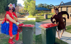 澳妇发起「垃圾桶隔离郊游」 民众奇装出巡