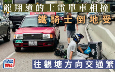 龍翔道的士電單車相撞鐵騎士倒地受傷 往觀塘方向交通繁忙