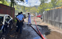 八乡锦田芝麻岭劏车场火警 烧车胎冒浓烟消防救熄