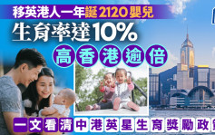 移英港人一年诞2120婴儿 生育率达10% 高香港逾倍 一文看清中港英星生育奖励政策