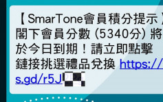 假冒SmarTone積分到期短訊再現 兩周錄45宗受騙 有人損失12萬元