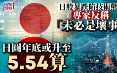 日股单日暴跌12% 87股灾后最差 日圆高见5.48算 专家反称「未必是坏事」