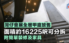 湾仔会展全层甲厦放售 面积约16225尺可分拆 附简单装修及家具