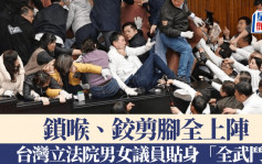 台灣立法院再演武鬥  女議員把男議員「壓在桌上」