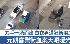 元朗喜業街血案｜天眼曝光 刀手乘4車一湧而出 白衣男浴血坐地再被補刀