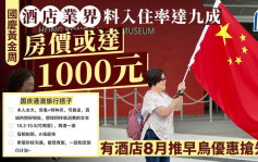 國慶黃金周︱酒店業界料入住率達九成  房價或達1000元  有酒店8月推早鳥優惠吸客