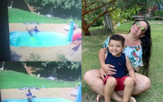巴西3歲男童嬉水跌入泳池 同齡好友及時伸手救人