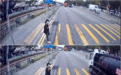 【維港會】屯門女途人過馬路突遇車衝燈 機智司機響咹救人一命