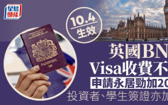 英國永居申請費加20%索價近2.8萬港元  BNO Visa收費不變