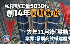 私樓動工量5030伙 創14年同期新低 去年11月錄「零動工」業界：發展商放緩建屋步伐