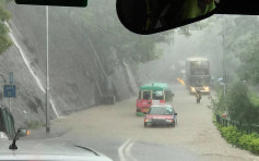 大埔公路松仔園水浸兩車 來回線一度全線封閉