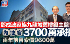 邓成波家族九龙城旧楼银主盘 内地客3700万承接 两年前曾索价9600万