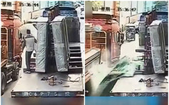 【去片】玻璃砸下撞入2車縫隙 工人慘遭碎片活埋浴血