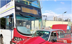 港铁巴士拦腰撞的士 元朗大棠车祸15人伤