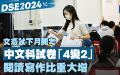 DSE 2024｜文凭试下月开考 中文科试卷「4变2」阅读写作比重大增