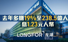 龍湖960｜去年度多賺19.3%至238.5億人幣 息1.23元人幣
