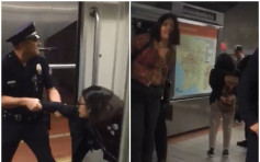 洛杉磯地鐵女乘客將腳放上椅  被警察拉出車廂鎖上手銬帶走