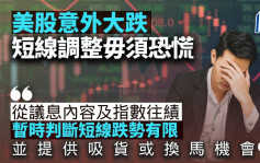 議息後美股意外大跌 暫定性短線調整毋須恐慌｜晉佳