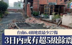 台南6.4級地震︱至少27人傷 未來3天恐密集餘震｜持續更新