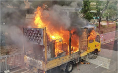 沙田工程车突起火 消防灌救无人受伤
