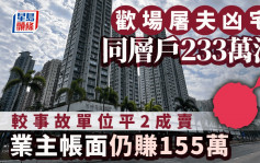 河畔花園「歡場屠夫」凶宅同層戶233萬沽 較事故單位平2成賣 業主帳面仍賺155萬