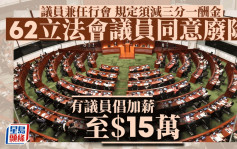 62立法会议员同意废除兼任行会成员须减三分一酬金规定 一名议员倡加薪至15万